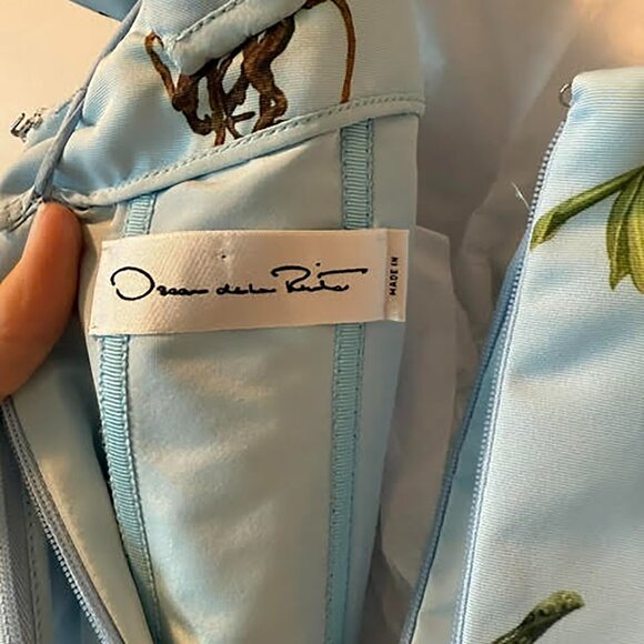 Oscar de la Renta Off-The-Shoulder Orchids Faille Gown - Picture 6 of 7